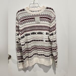 Croft & Barrow Sweater - Cream and Burgundy NWT